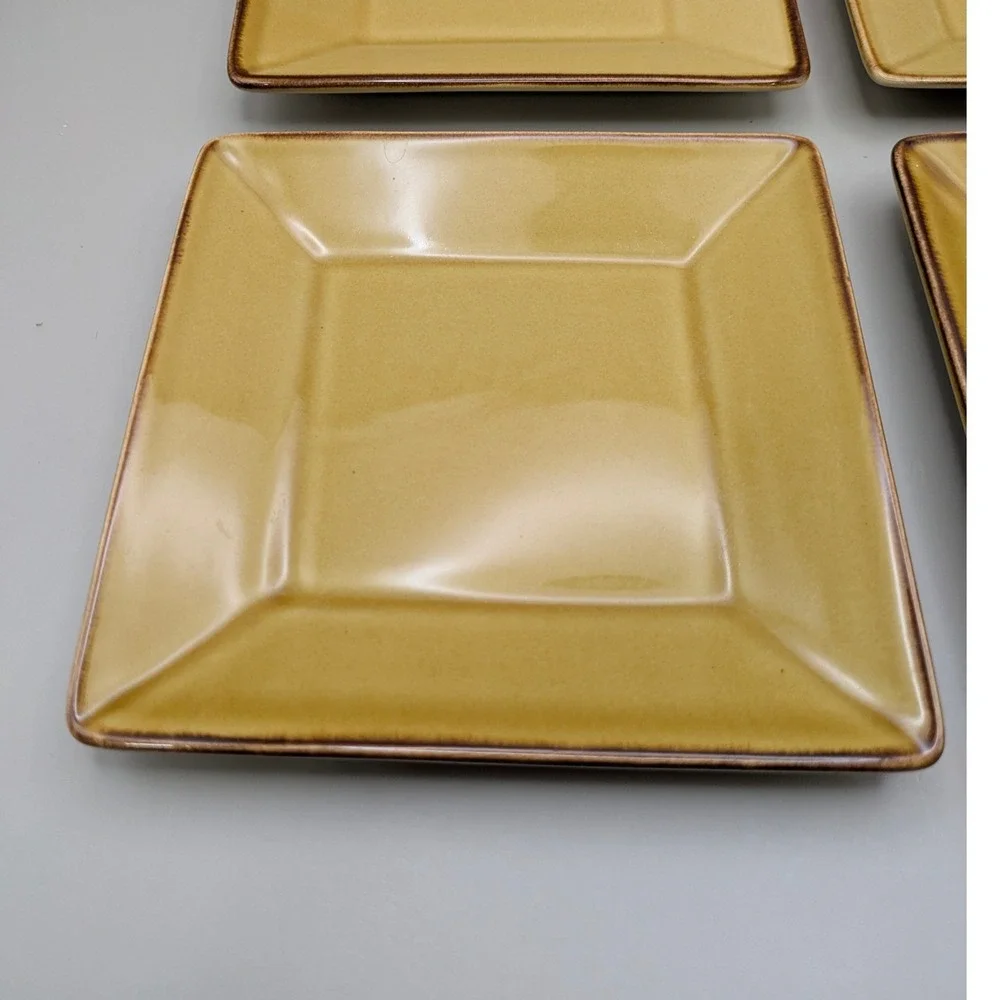 Pottery Barn Asian Squares 4 Dish Set Gold Yellow - 6
